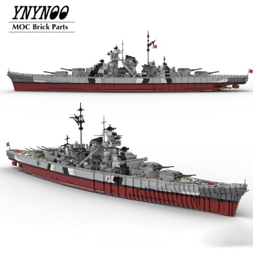 NEW Military Series WW2 German Bismarck Battleship Cruiser Model Bricks World War2 Warship Building Blocks Weapon DIY Toys Gifts