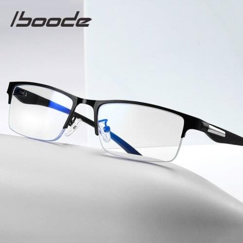 Iboode Men Metal Business Reading Glasses for Reader Fashion Mens Half Frame Presbyopic Glasses for Male +1.0 1.5 2.0 2.5 3 3.5