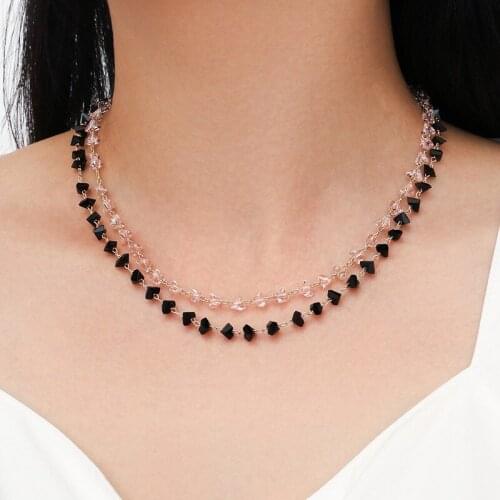 Women Fashion Simple Black White Beads Choker Necklace for women Handmade clavicle chain Party Jewelry Gifts