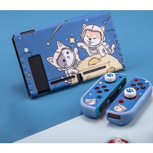 Switch Protective Shell Cute Blue Dog Cat PC Hard Cover For Nintendo Switch Accessories Back Grip Housing NS Game Console Case