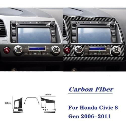 Fit For Honda Civic 8 Gen 2006-2011 Interior Car Accessories Instrument Set Air Outlet Frame AC Panel Carbon Fiber Sticker