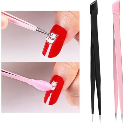 Stainless Steel Straight Eyebrow Tweezers Anti Acid Nipper Rhinestone Picking Tool False Eyelash Nail Art Tool