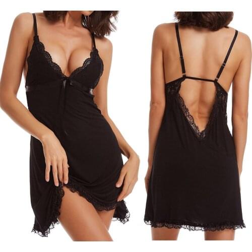 Sexy Lingerie Nightgowns Women Porno Sleepwear Lace Underwear Sex Clothes Babydoll Erotic Transparent Dress Black Sexy Lingerie