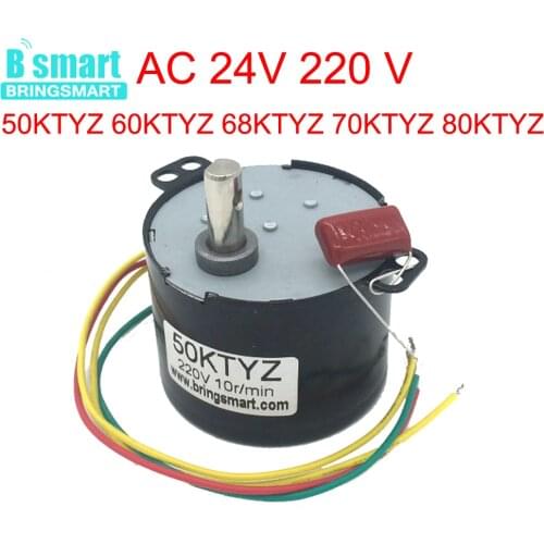 AC 24V Synchronous Motor AC 220V Reversible CW CCW Low Speed Motor 1-110RPM D Shaft High Torque Motor Use Barbecue Motor DIY