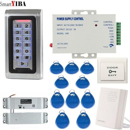 SmartYIBA Metal Electric Door Access Control Kits RFID Card Reader180KG Magnetic Lock/Electric Strike Bolt Lock for Home/Office