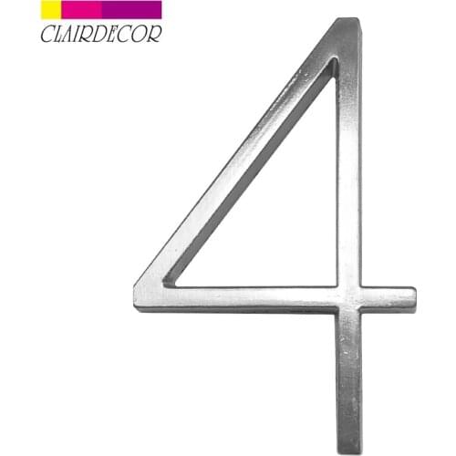 5 in Satin Nicke Modern House Number Hotel Home Door Number Outdoor Address Plaque Zinc Alloy Number for House Address Sign #4