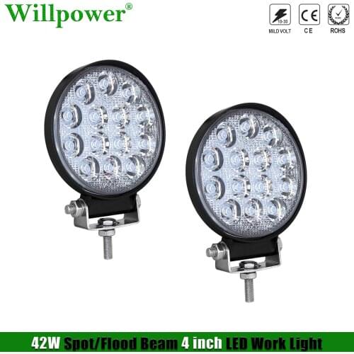 Offroad 4x4 Car 42W 4" Spotlight Headlights For SUV Pickup Truck Forklift Tractor UTV ATV Round LED Work Light Driving Fog Lamp