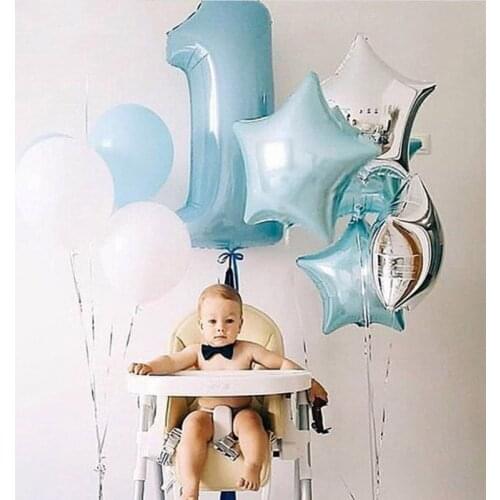 Baby Shower 1st Birthday Balloons Set Pink Blue Number Foil Balloon Wild One Birthday Party Decorations Kids Balloons Supplies