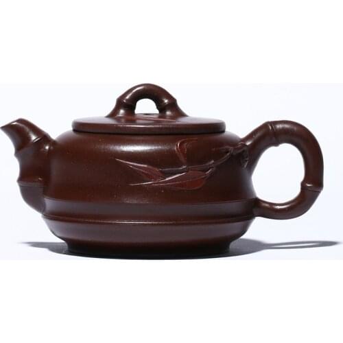 Yixing Creative Handmade Purple Sand Pot Ore Clear Cement Elegant Ware Bamboo Drum Imitation Old Household Teapot