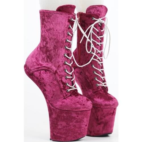 Lady 20CM Platform Heelless Boots Punk Nightclub Queen Dance Shoes Velvet Leather Sexy Plus Size 34-46 Custom Made Womens