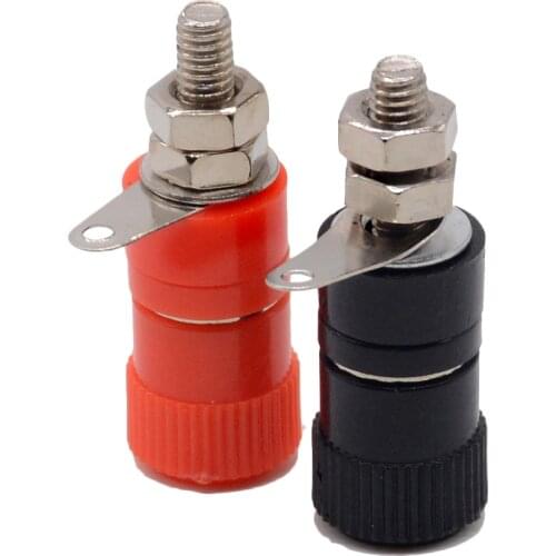 1PCS 4mm Banana Socket Nickel Plated Binding Post Nut Banana Plug Jack Connector Red Black