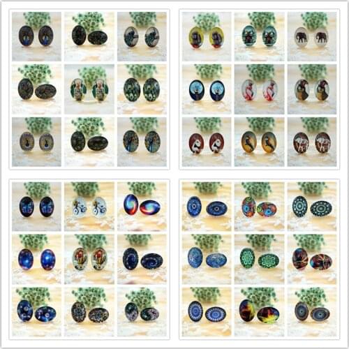 10PCS/lot Mixed oval 18x25mm Glass Cabochon for making charms key chain earrings necklace pins bookmark bracelet craft Supply