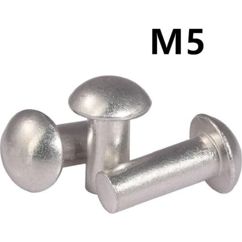 100pcs/lot M5x8/10/12/16/20/25mm GB867 Aluminum Solid Round Head Rivet Alloy Self-plugging Rivet