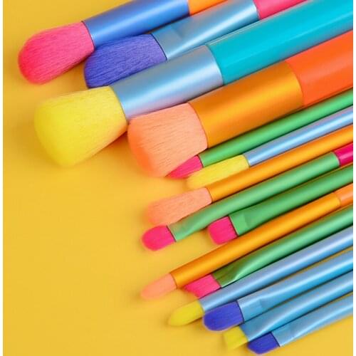 15pcs Colourful Makeup Brush Set Multicolor Portable Soft Eye Shadow Loose Powder Home Makeup Brush Professional Beauty Tool