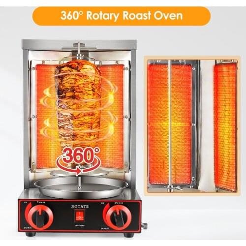 3000W Kebab Machine High Power Grill Machine, LPG Doner Kebab Machine Vertical Broiler With 2 Burners Roast Electric Grills