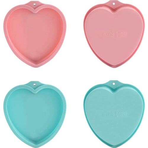 4 Pieces of 8-Inch Heart-Shaped Rainbow Cake Plate Silica Gel Mold Cake Mold Layered Baking Plate Grinding Tool
