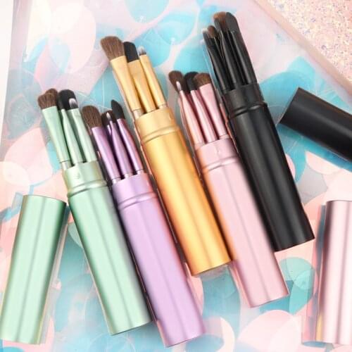 5 pcs High Quality Professional Pony Hair Eyeshadow Brushes Set Black Makeup Brushes For Eye Makeup Tool Kit Contour Brush