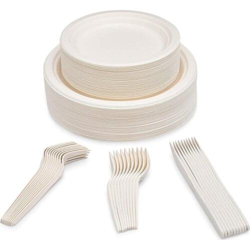50 pcs 100% Compostable Spoons Large Disposable Utensils (6.5 in.) Eco Friendly Durable Knives for Home & Office