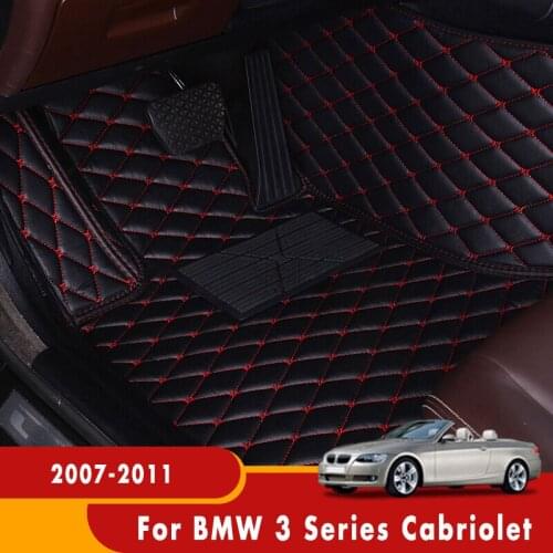 Custom Car Floor Mats For BMW 3 Series Cabriolet 2011 2010 2009 2008 2007 Car Accessories Leather Carpet Car Styling Rug Cover