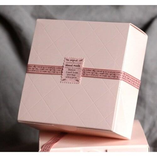 Free shipping .12*12*4.2cm Pink Diamond lattice Food gift Boxes,Cake Biscuit Packaging Box 200piece\lot