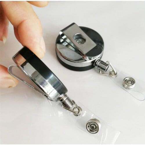 1PC Metal Retractable Pull Badge Clips Key Chain Badge Reel ID Badge Lanyard Name Card Badge Holder Rope