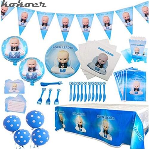 Boss baby Theme Party Tableware Birthday Baby Shower Party Cup Plate napkins Banner balloons Supplies Decorations