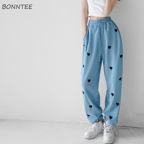 Spring Pants Women High Waisted Chic Harajuku Lovely Soft Basic Simple Popular Ladies Trouser Loose Drawstring Femme Clothing