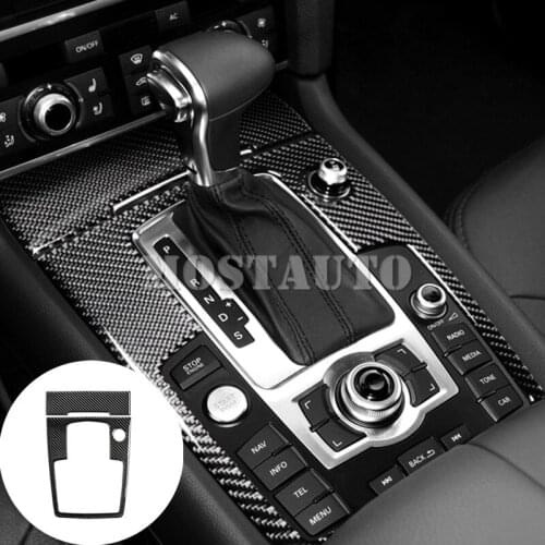 For Audi Q7 Carbon Fiber Center Console Gear Shift Box Cover Trim 2008-2015 2pcs Car Accessories Interior Car Decor Car Trim