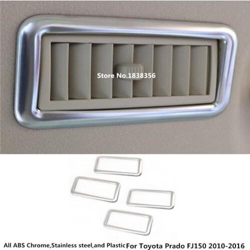 Car garnish cover trim ABS chrome Air condition Outlet Roof Vent 4pcs For Toyota Prado FJ150 2010 2011 2012 2013 2014 2015 2016