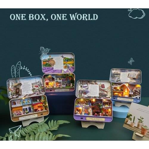 DIY Wooden Dollhouse Assembled Mini Box Flower Miniature Scene with Furniture Doll House Casa Toys for Children Adult Gifts