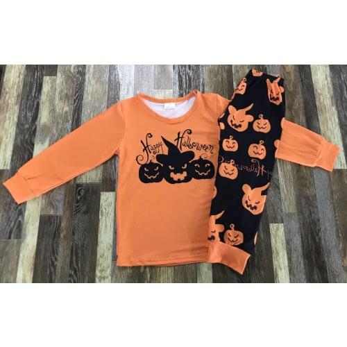 Baby Halloween Horror Scream Pumpkin Pajamas with Round Collars and Long Sleeve Pajamas