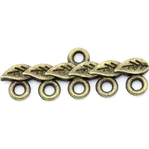 DoreenBeads Zinc metal alloy Connectors Findings Leaf Antique Bronze Leaf Pattern color 28mm(1 1/8")x 10mm(3/8"),10 PCs