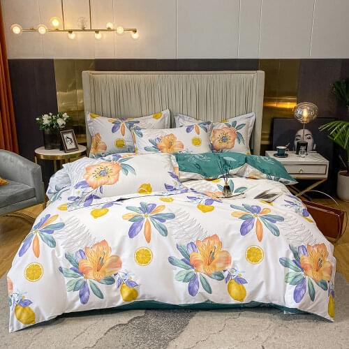 Papa&Mima Cotton Bedlinens Print Single Queen King Size Bedding Set Duvet Cover Sheet Pillowcases