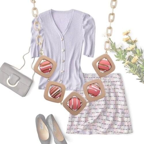 Fashion Womans Sweater Chain Necklaces Geometric Square Round Resin Beaded Necklace for Women Charm Jewelry