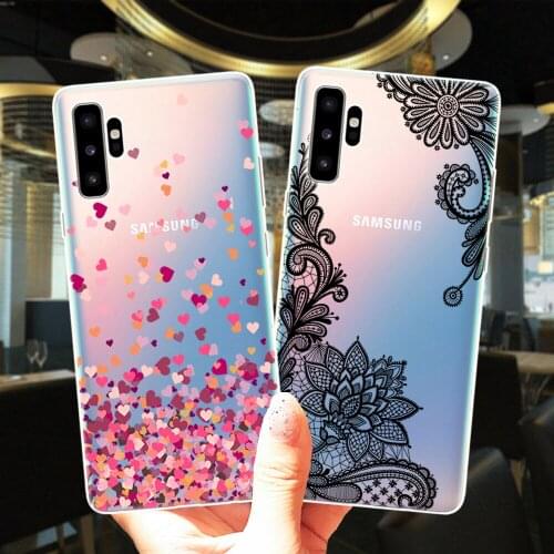 Loving Heart Rose Flower Sexy Lace Floral Soft Phone Case Cover For Samsung NOTE 20 Ultra 5G 10 Pro Lite 9 8 J3 J5 J7 J4 J6 Plus