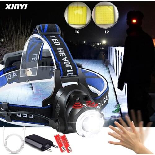 5000LM LED Headlamp Body Motion Sensor T6/L2/ Zoomable Led Head lamp Flashlight Torch Headlight Lanterna light for Camping