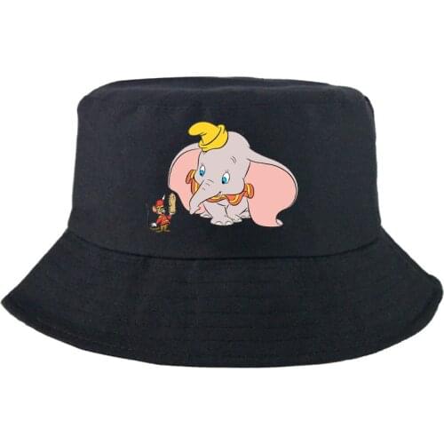 Disney Dumbo Bucket Hat Unisex Cartoon Fisherman Hat Kids Double-sided Sunscreen Fedoras Outdoor Summer Cartoon Solid Bob Hat