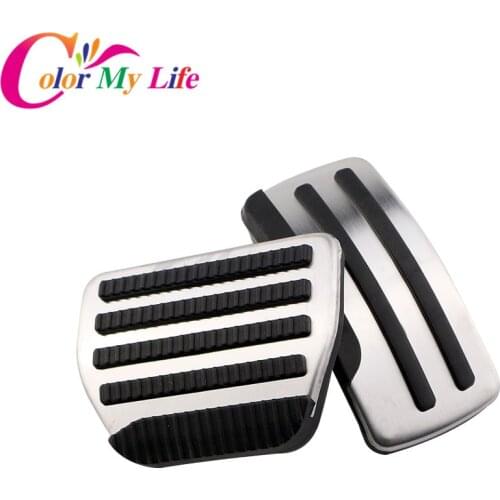 Color My Life AT Stainless Steel Car Pedals Gas Fuel Brake Pedal for Nissan New Tiida Sylphy New Sunny Parts Accessories 2Pcs