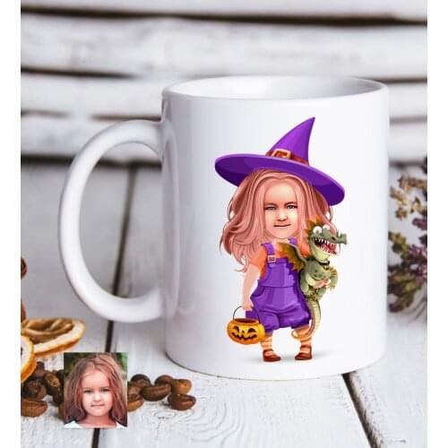 Personalized Small Witch Caricature Of White Mug Bardak-1