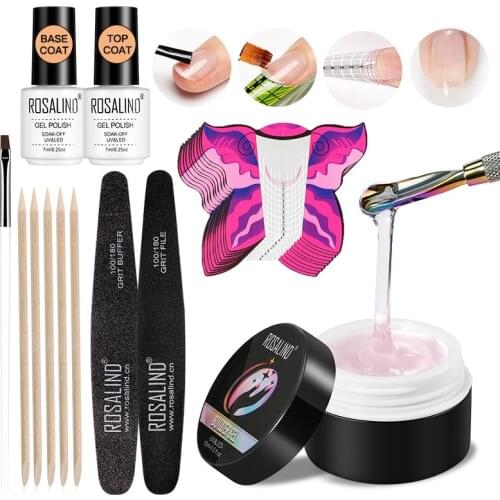Rosalind 15ML Builder Poly Nail Gel For Extension Nail Polish Set Pure Color Manicure Tools Need Top Base Coat Profession Kits