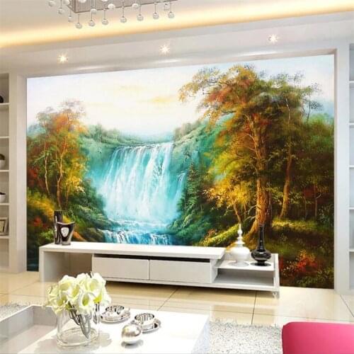 Custom wallpaper 3d mural big waterfall woods beautiful artistic concept European hand-painted landscape background 3d wallpaper