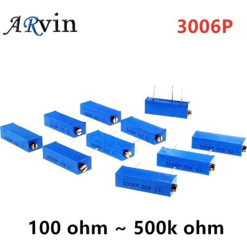 10PCS 3006P 1K 2K 5K 10K 20K 50K 100K 200K 500K 1M 100R 200R 500R Trimmer Potentiometer