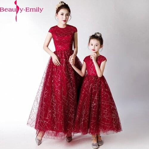 Romantic O Neck Evening Dress Robe De Soiree 2020 High Quality Burgundy Tulle With Sequined Evening Dresses Real Photo Vestidos