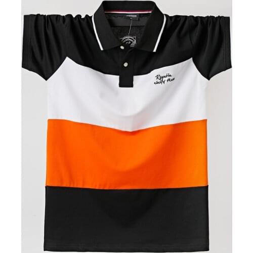 Men Polo Shirt Summer Men Casual Breathable Plus Size 6xl Striped Short Sleeve Polo Shirt Cotton Business Men Clothes Tops Tees
