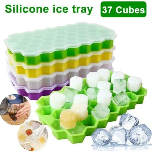 Silicone 37 Cubes Honeycomb Shape Maker Tray Mold Storage Container Portable Durable Honeycomb Design
