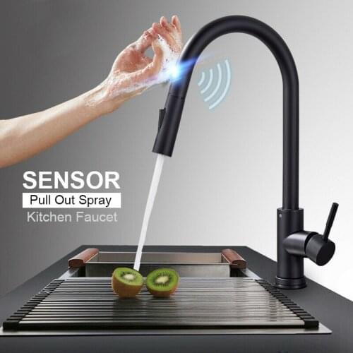 Smart Touch Sensor Kitchen Faucet Brushed Gold Pull Out Sensor Faucets Black/Nickel 360° Induction Crane Outlet Water Mixer Tap