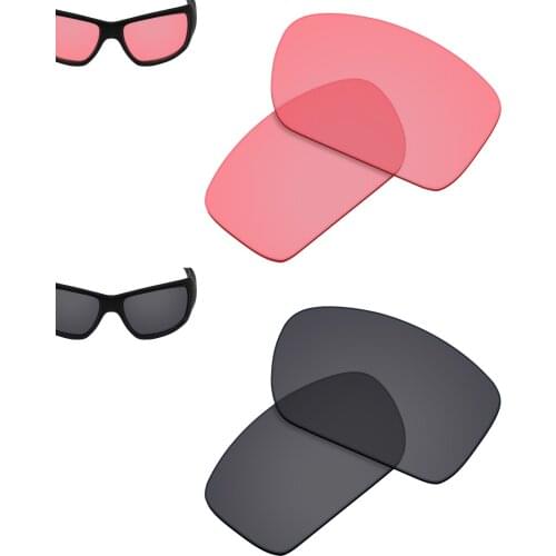 SmartVLT 2 Pairs Sunglasses Replacement Lenses for Oakley Big Taco-HI-DEF Pink and Solid Black