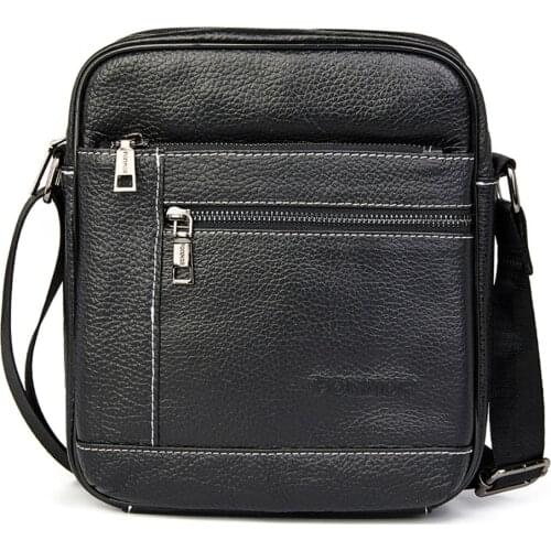 Shoulder Bag for Men Brand head Layer Cowhide Genuine Leather PU Luxury Messenger High Quality Mans Handbag Travel Wallet Male