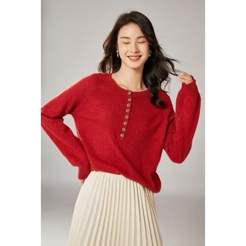 Loose round neck womens wool pullover sweater casual loose cashmere sweater 2021 autumn winter new fashion ladies knitted top