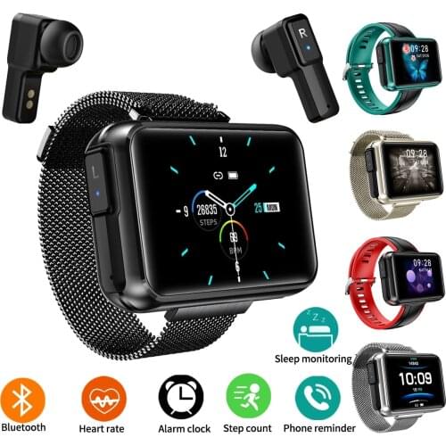 T91 Smart Watch 2 in 1 TWS Wireless Bluetooth Headset 1.4" Big DIY Screen Fitness Heart Rate Tracker Bracelet Sport Smartwatch